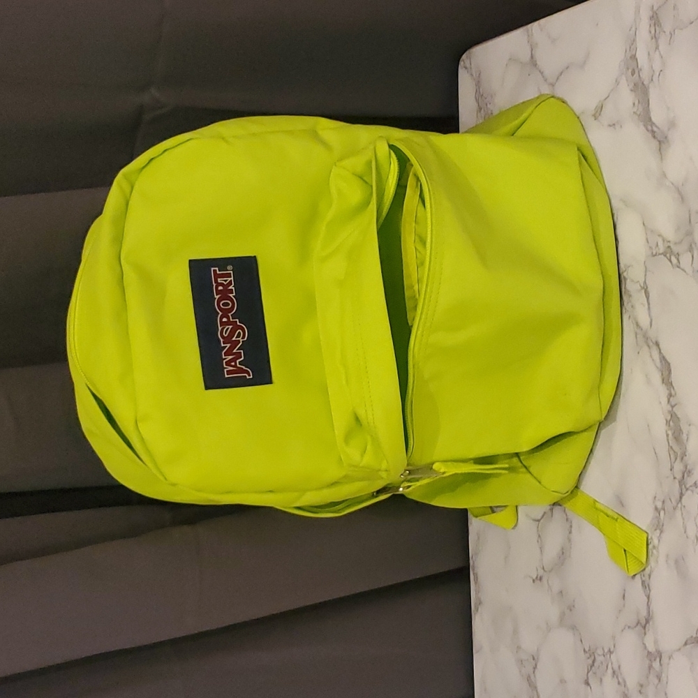 LIME GREEN JANSPORT BACKPACK